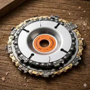 Wood Carving Chainsaw Blade Set for Angle Grinder, High-Carbon Steel Precision Teeth Anti-Kickback Design, 4Inch & 5Inch Replaceable Cutting Discs, Interchangeable Blades for Hardwood, DIY Woodworking Tools, Power Tool Accessories for Workshop