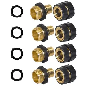 3/4 Inch Garden Hose Fitting Quick Connector Male and Female Set, 4 Set, Garden Hose Adapter, Quick Connect Hose Fittings, Garden Hose Connector, Hose Attachment