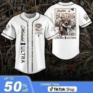 Duck Hunting Baseball Jersey – Vintage Hunter Outdoor Camo Style Shirt for Men
