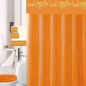 Bathroom Set 19 Piece Burgundy Fabric Shower Curtain with Matching Rugs and Towels for Modern Bathrooms