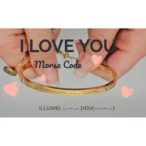 I LOVE YOU Bangle Morse Code - 18K PVD Gold