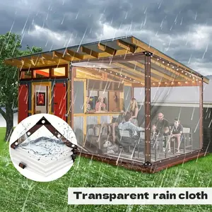 7*10FT Clear Tarps with Grommets ,Heavy Duty Waterproof Tarp Cover,Transparent Polyethylene Vinyl Tarpaulin for Outdoor,Plant,Garden Rain Tent