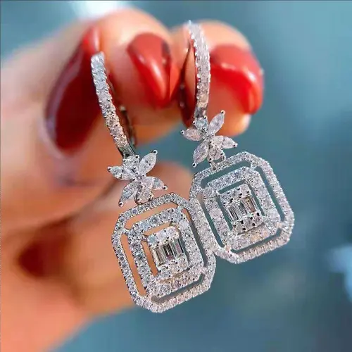 Square diamond bow earrings, LH 110