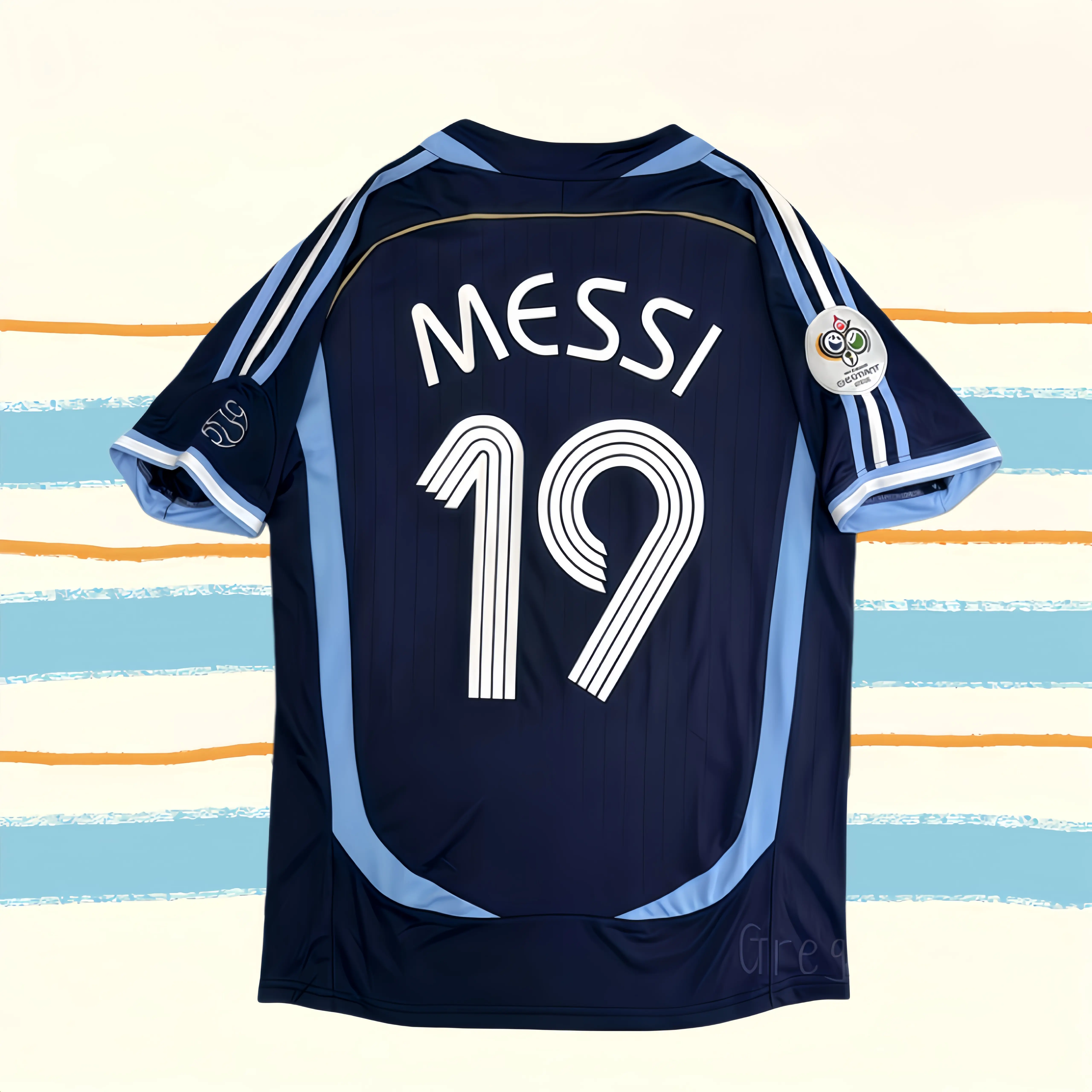 2006 Away Blue Short-Sleeve No. 19 Messi Jersey