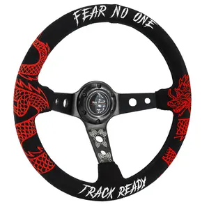 Track Ready Universal 350mm 3" Deep Dish 6-Bolt Steering Wheel Red Suede Alcantara Track Ready Universal 350mm 3" Deep Dish 6-Bolt Steering Wheel Red Suede Alcantara