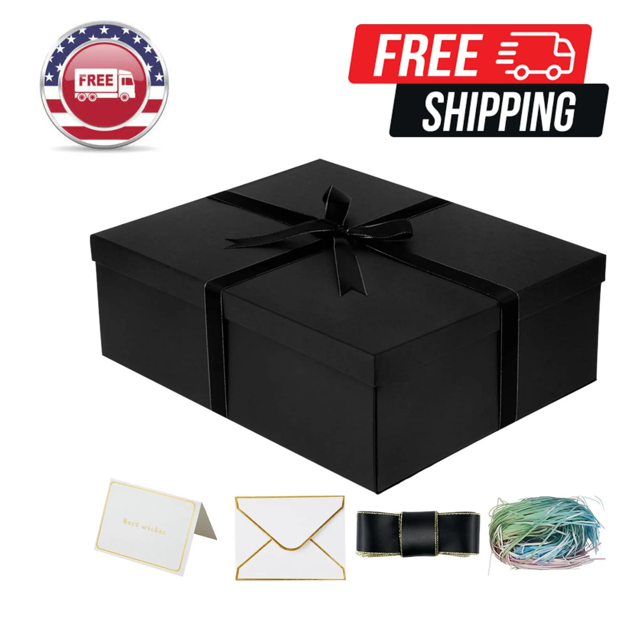 Large Gift Box 16.5x13x5.5 inches,Black Boxes