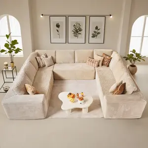 ALTRIGUS Oversize Boneless Cloud Sectional Couch U Shape Sofa Modern Modular Sofa with Deep Seat Upholstered Couches for Living Room Bedroom No Assembly Required Free Combination Plush Corduroy Fabric Comfortable Stylish Design Flexible Layout Options