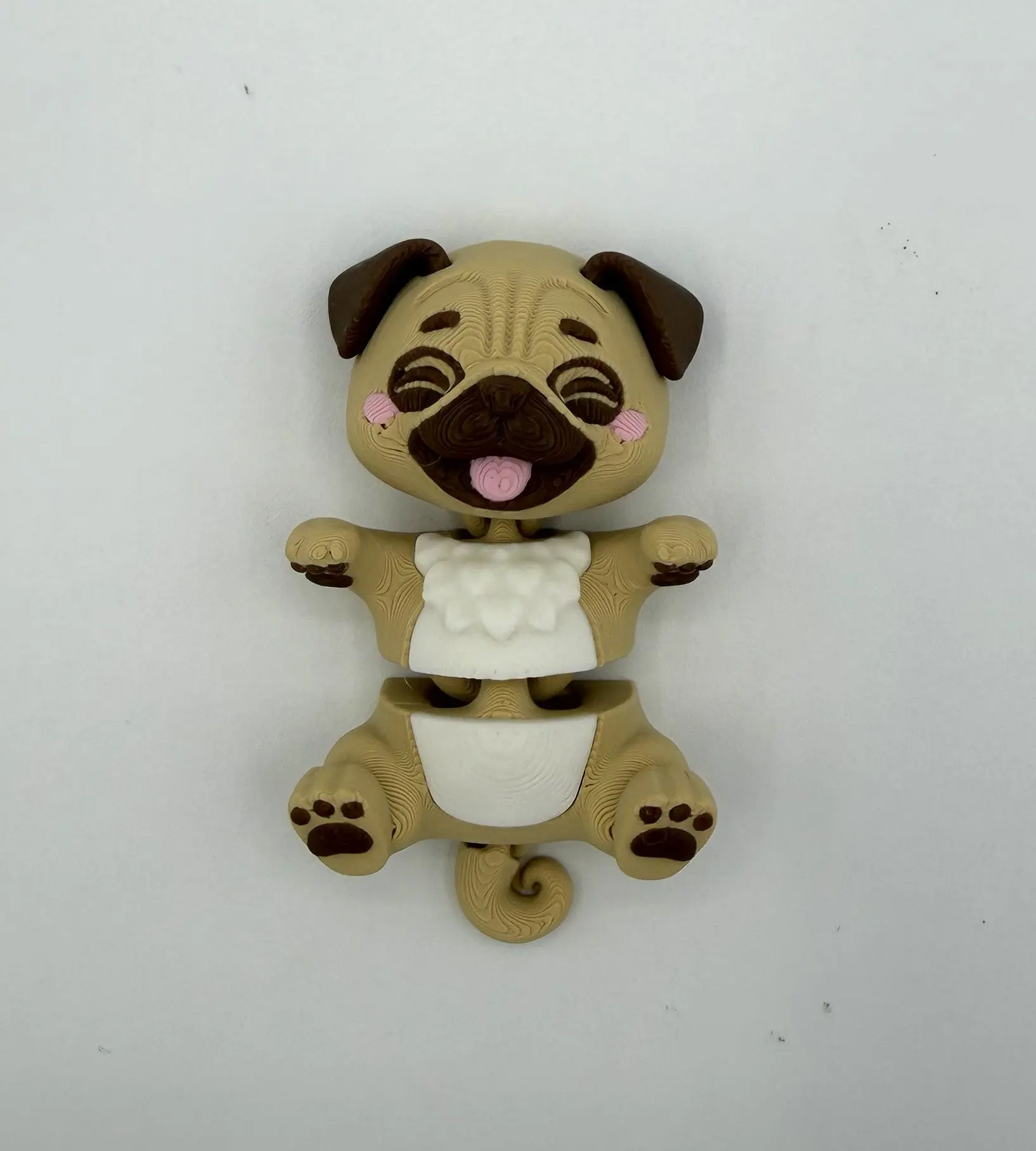 Fluffy Tail Cute Flexi Baby PUG - Articulated Toy, Keychain