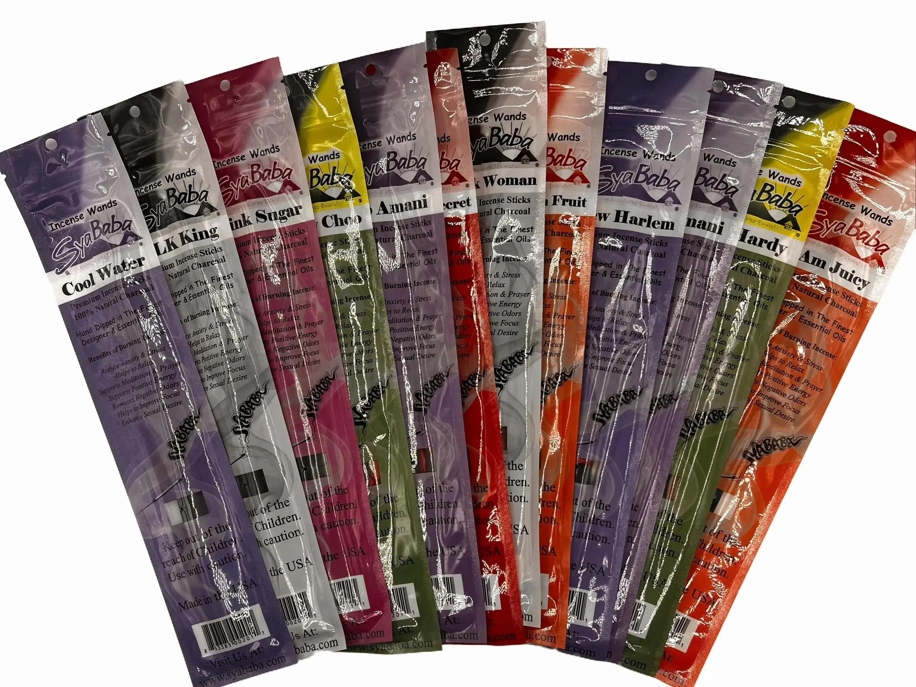 SyaBaba Premium Scented Incense Sticks Home Fragrance Set - 12 Flat Packs (10 Sticks Each) - Unique Aroma - Hand-Dipped in USA Perfume - Aromatherapy Home Supplies