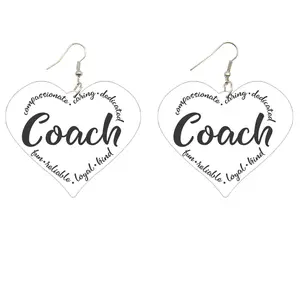 Coach Heart Wooden Earrings