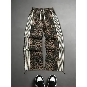 Men's Leopard Print Pants, Casual Fitted Long Trousers, Moderate Fabric, Fall & Winter Wear, Comfortable and Stylish Men's Clothing