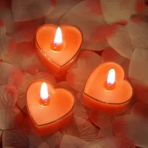 12-Pack Red Mini Heart-Shaped Tealight Candles, Candle Decoration for Valentine's Romantic Home Decor Settings