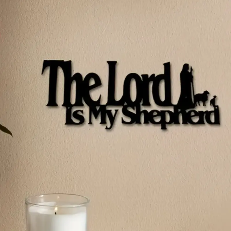 1pc Iron Wall Hanging - 'Jehovah is My Shepherd' Wall Art, Home Decor Ornaments, Home Decor Products, Wall Decoration, Restaurant Decoration, Bar Decoration, Cafe Decoration, Garage Decoration, Waterproof, Dustproof