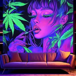 UV Blacklight Graffiti Neon Wall Tapestry | 2D Flat Banner 1pc, 78.74x59.05 inches, Suitable for Home, Dormitory, Living Room, Bedroom, Office, Balcony, Indoor/Outdoor Game Room, Club Decor