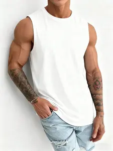 2-3 Pack Solid Color 100% Cotton Blank Canvas Tank Top – Unprinted Basic Crew Neck Tank for Fiesta & Summer Festival Outfits Soft