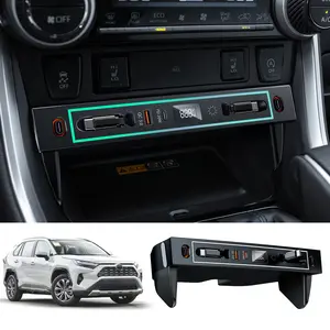 OATSBASF for Toyota RAV4 Car Charger USB Hub with RGB Light, 4-Port Retractable Docking Station for Toyota RAV4 Accessories 2025 2024 2023 2022 2021 2020, Center Console Phone Fast Charger/Adaptor Hub