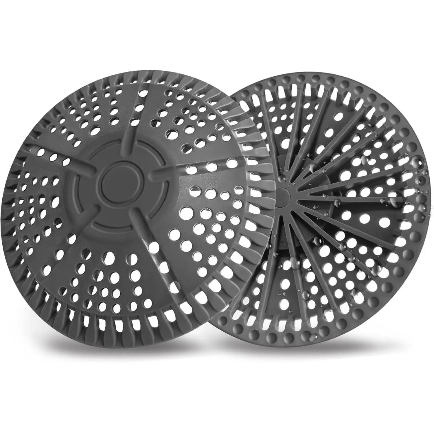 AWzzz Premium Silicone Shower Drain Hair Catcher 2 Pack 5.5in Large Strainer Dark Grey Easy Install Clean Bathroom Floor Sink Stopper for Flat Drains - Cover