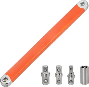 Offset Extension Wrench, Tight Reach Extension Wrench Set, with 1/2", 1/4" and 3/8" Square Drive Adapters, Universal Impact Ready Socket Wrench Extender Tool for Small Place