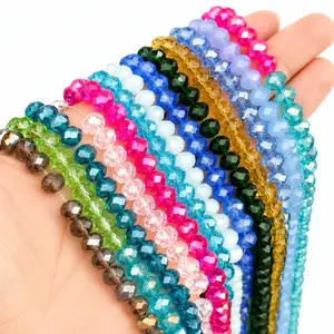 8mm Faceted Glass Rondelle Beads, 15 Inch Strand, Sparkly Crystal Beads, Jewelry Making Beads,  Beads, DIY Craft Supplies
