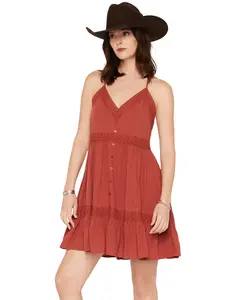 Shyanne Women's Racerback Lace Trim Mini Dress - Swsu26d7-Chi