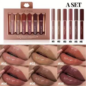 6pcs Velvet Matte Moisturizing Glossy Hydrating Lip Glaze, Luxurious Long-Lasting Non-Sticky Liquid Lip Glaze, Gloss Lip Care Oil Makes Lips More Sensual And Hydrated, with a Lasting Nude Feel And Vibrant Colors, Lipgloss Cosmetic