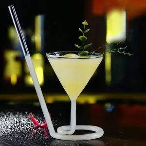 Elegant Bar Cocktail Served in a Unique Spiral Straw Glass, Creative Spiral Straw Martini Glass, Perfect for Iced Cocktails, Drinkware