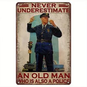 Vintage Police Officer Metal Tin Sign - Durable Retro Law Enforcement Decor, Classic Police Memorabilia, Ideal for Stations, Offices & Homes, Thoughtful Gift for Retired Officers, Waterproof, Pre-Drilled Holes for Easy Hanging