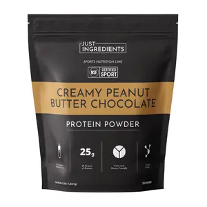 Just Ingredients Creamy Peanut Butter Chocolate Protein Powder - NSF - 25 Servings | 100% Grass-fed Non-denatured Whey| Supplement | Fitness | No Artificial Flavors