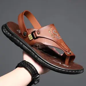 Men's Comfortable Slip-On Sandal Summer Walking Shoes Premium PU Leather Adjustable Buckle Anti-Slip TPR Sole Ergonomic Footbed True to Size Ideal for Beach & Casual Wear Boy Footwear  Soft Nail Chef Dance Lightweight