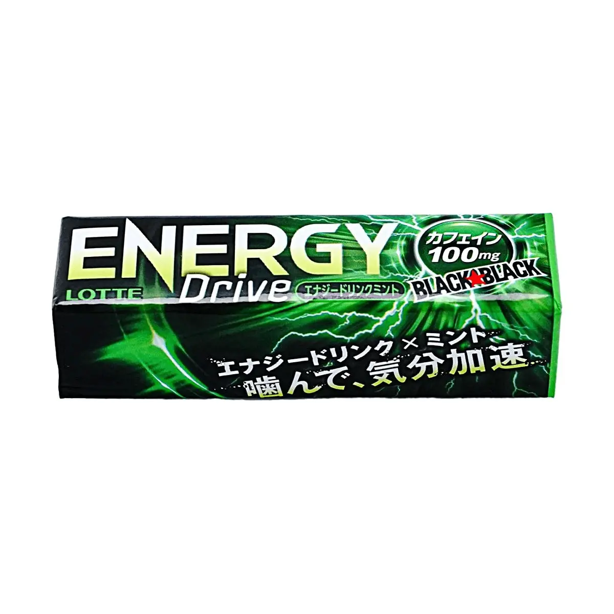 LOTTE Japan Strong Energy Boost Gum - Cooling Mint Flavor 26g with 100mg Caffeine for Alertness