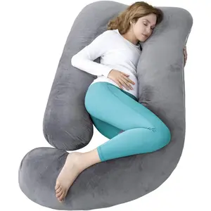 60 Inch Pregnancy Pillow for Sleeping, Extra Large U Shaped Body Pillow, Maternity Pillow for Pregnant Women with Velvet Cover (Dark Grey)