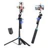 UBeesize 70in Aluminum AI Auto 360° Face Tracking Selfie Tripod Stick - Foldable Lite, Adjustable Extendable, Travel-Ready Handheld Kit with Fill Light, Detachable Mini Tripod, Remote Control, Smartphone Mobile Mount for Vlog Live Streaming