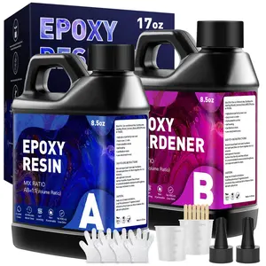 Epoxy  17OZ,  Clear Epoxy  Kit, Not Yellowing, Bubble Free, Self-Leveling, Coating & Casting for  Making, DIY Art Crafts, Molds, Beginners, Starter Kit (8.5OZ x 2)