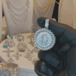 Dirtybirdz55 - Sterling Silver Moissanite Medallion Praying Hands Pendant