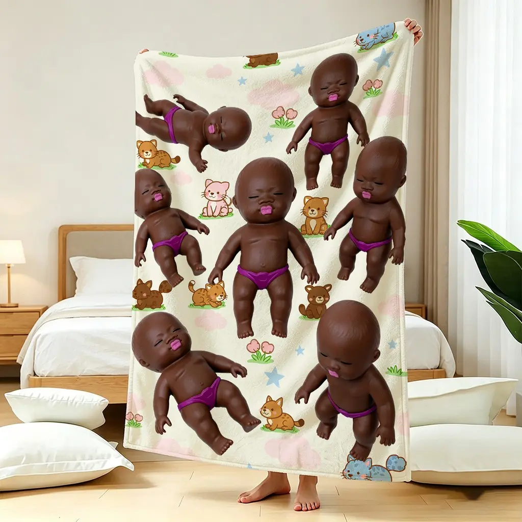 Creative Tasha Doll Blanket, Nap Cover Blanket, Decorative Blanket for Office/bedroom, Stylish and Functional Throw Blanket