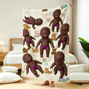 Creative Tasha Doll Blanket, Nap Cover Blanket, Decorative Blanket for Office/bedroom, Stylish and Functional Throw Blanket