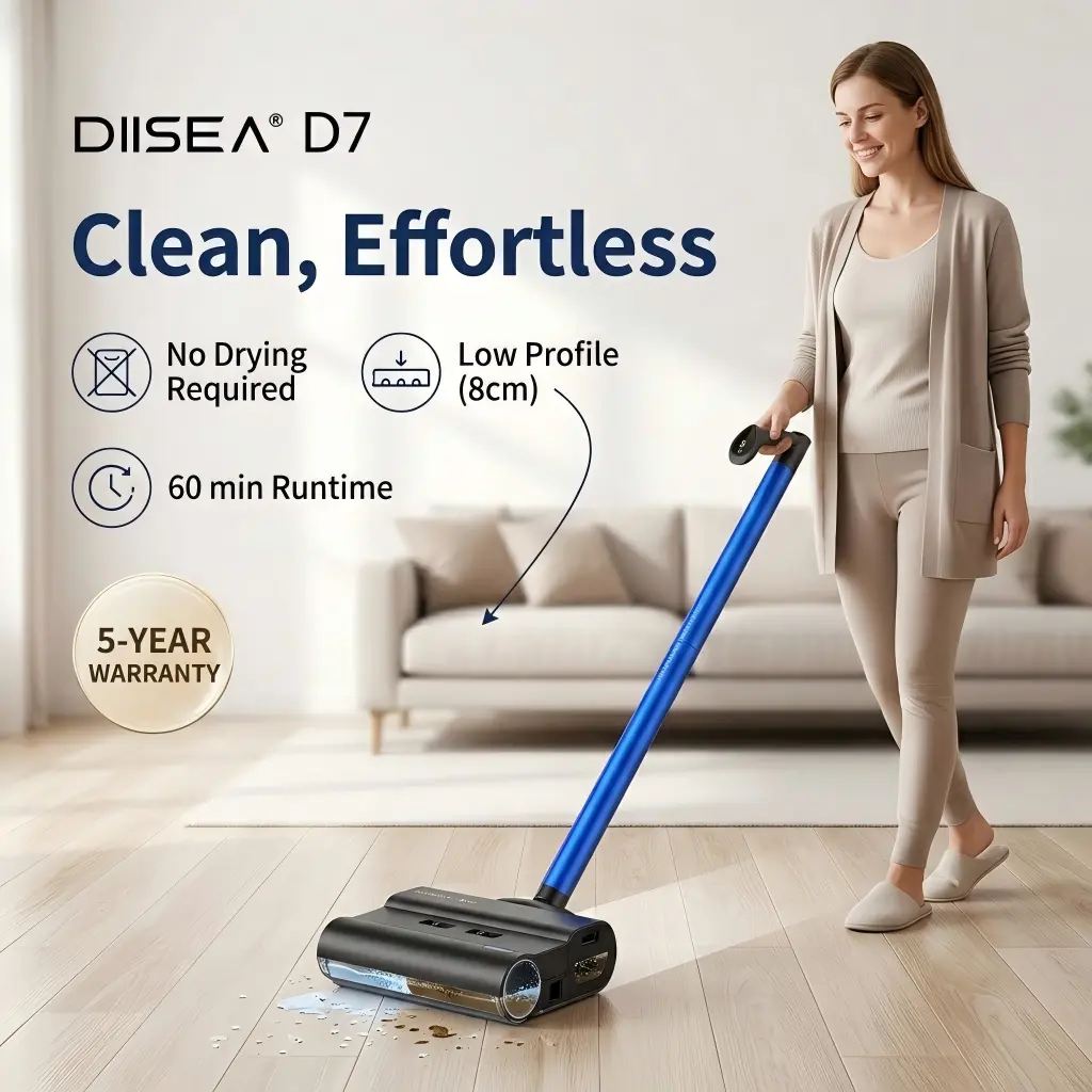 Diisea D7 Smart Electric Floor Washer, Wet Dry All-in-One Home Floor Cleaning Mop