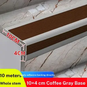 Stair Non-Slip Strip L-Type, Self-Adhesive Thick Outdoor Anti-Slip Tape, PVC Stair Step Grip, 10x4cm, 10m Roll