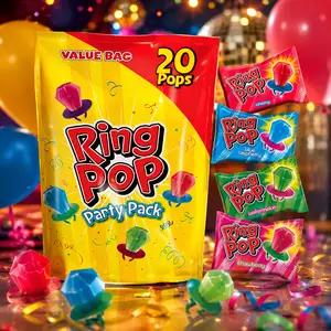Ring Pop Lollipops - 20-Count Bulk Sweet Snack Party Pack, Individually Wrapped Assorted Flavors Hard Suckers for Party Favors, Kids