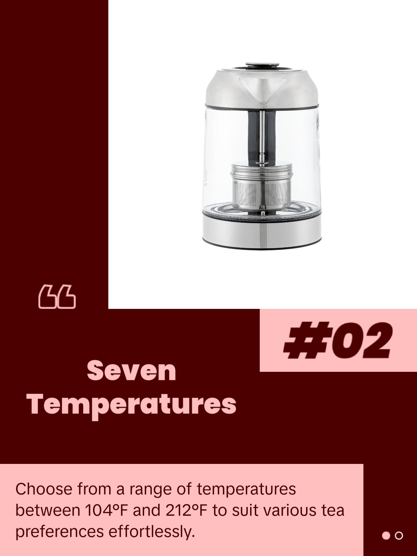 CUCKOO Electric Glass Kettle | Boil Water Fast, Stylish, Heat-Resistant Glass, Steel, with Tea Infuser Included (CK-G170BS)