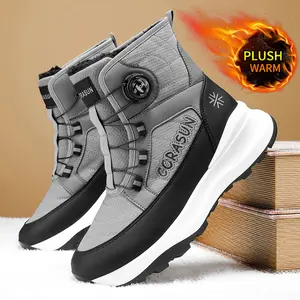 Men's Snow Boots - Non-slip PVC Sole, Easy On/Off with Rotating Buckle, Ankle High Winter Sports Shoes - Suitable for Hiking & Outdoor Activities in Cold Weather, Casual Wear