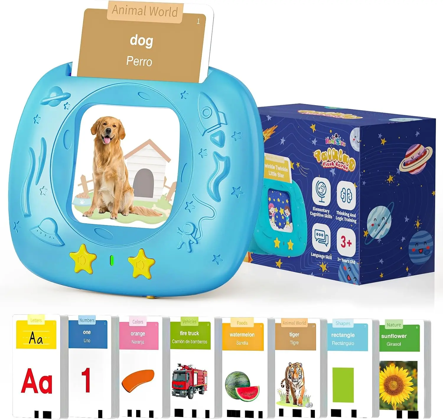 HOMESTEC Toddlers Bilingual Spanish & English Talking Flash Cards, With 288 Sight Words, Speech Therapy Toys for 3 4 5 6 Years Old Boys and Girls, Learning Educational Kids Gifts