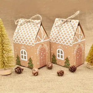 10/50pcs Christmas House Shaped Candy Box Gift Bags - Perfect For DIY Xmas Cookie Packaging & Party Decorations for retail stores, boutique, supermarkets