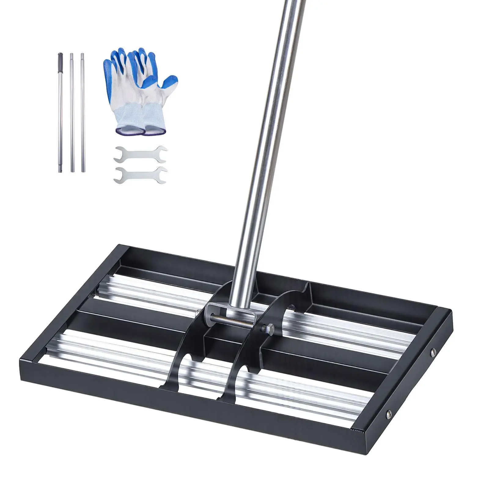 【SummerFinds】VEVOR Updated Lawn Leveling Rake with Roller, 17" x 10" Stainless Steel Lawn Leveler with 63.4" Adjustable Handle, Heavy Duty Yard Leveling Rake, Effort Saving Lawn Leveling Tool for Yard Golf Court