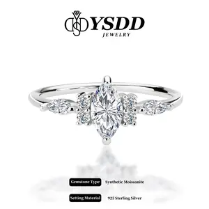 【#184 Vivian】1Carat Regal Marquise Cut Synthetic Moissanite Rings in 925 Sterling Silver