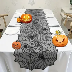 Halloween Spider Web Lace Table Runner, Party Gift Home Dining Table Decoration, Ghost Festival Decorative Accessory