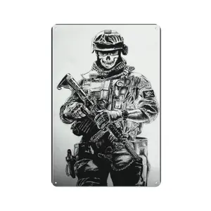 Vintage Skull Mask Special Forces Metal Poster | Military Operator Wall Decor | Perfect for Game Rooms, Man Caves & COD Fans