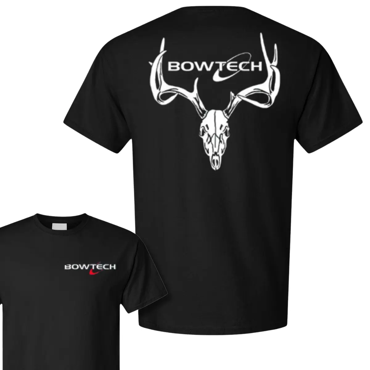 Bowtech 2 Sides T-Shirt with Bold Deer Skull Antler Design, Soft Cotton Unisex Fit, Perfect Gift for Bowhunters and Archery Enthusiasts