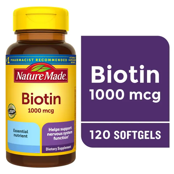 Biotin 1000 mcg Dietary Supplement 120 Softgels Supports Healthy Hair & Skin, 120 Day Supply for Adults - Healthcare, Vitamin