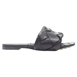 Pre-owned Bottega Veneta Women's Bottega Veneta padded Intrecciato woven square toe slides by Rebag